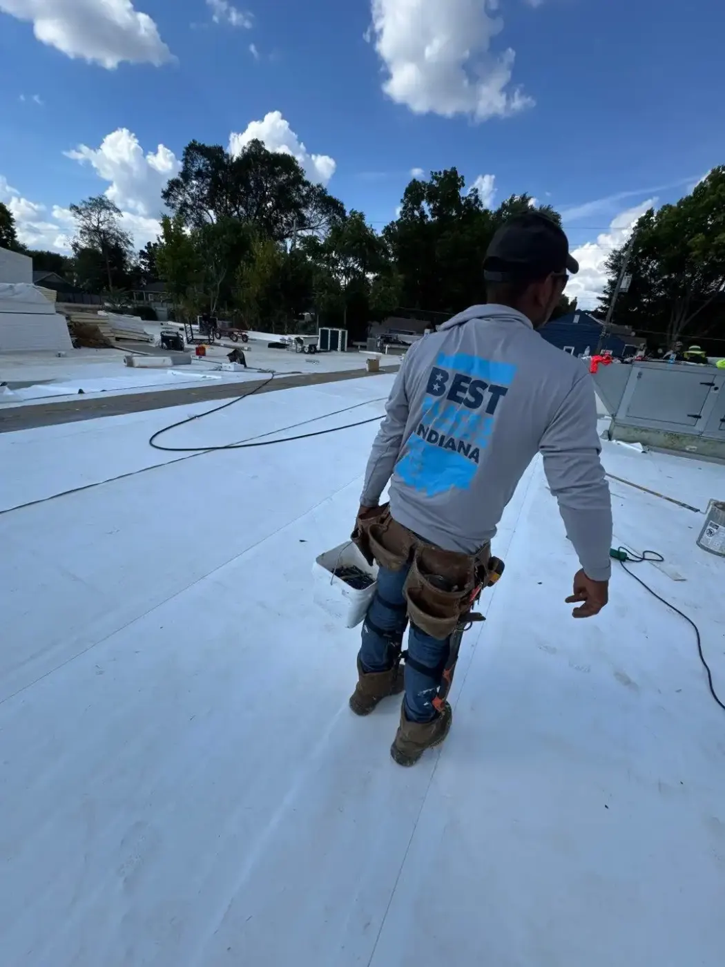 Storm damage documentation on a Avon commercial building